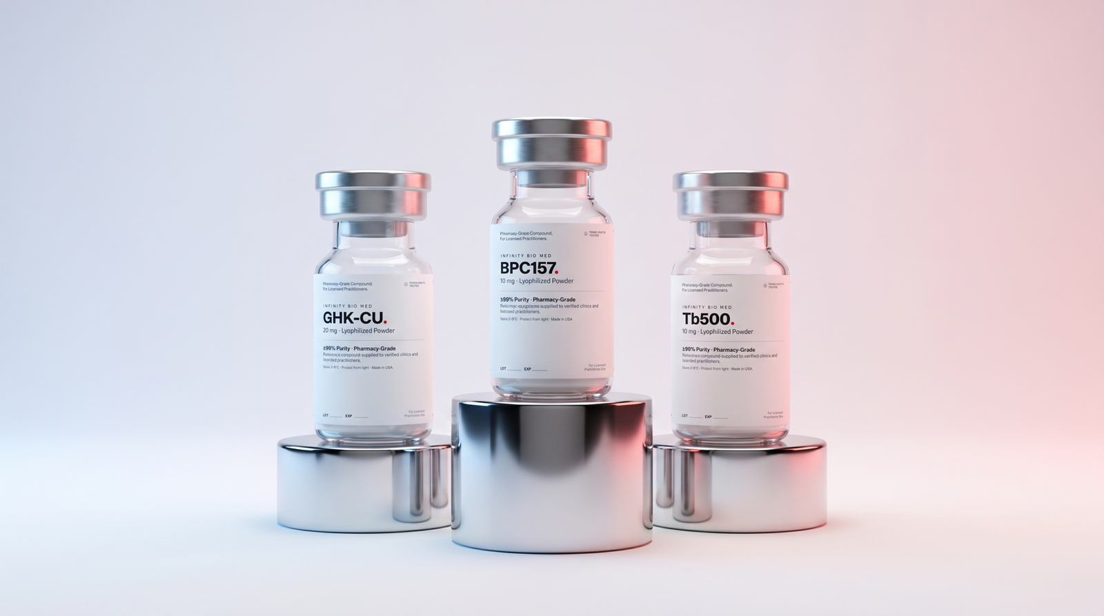 Infinity Bio Med pharmacy-grade compounds on display